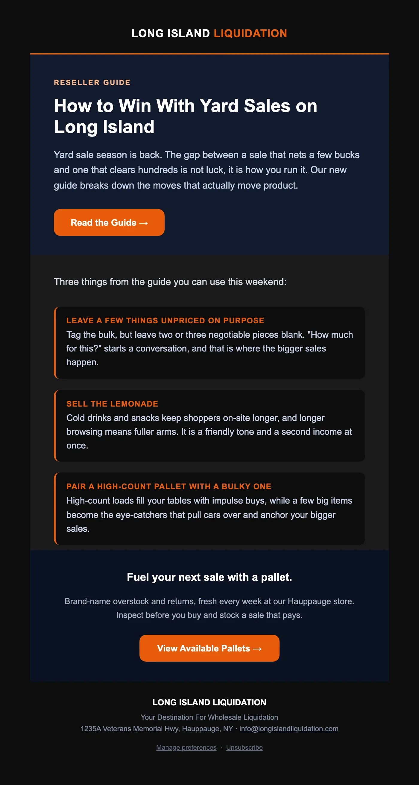 Email design: 💰 Make more money at your next yard sale